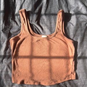 Pink Ribbed Cropped Sleeveless Tank Top